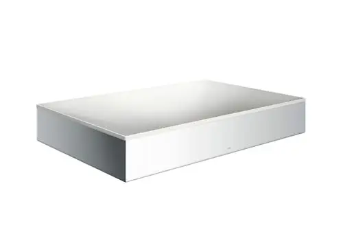 Weißer Aufsatzwaschtisch von AXOR mit rechteckiger Form, ohne Hahnloch und Überlauf, schlichtes Design, geeignet für moderne Badezimmer.